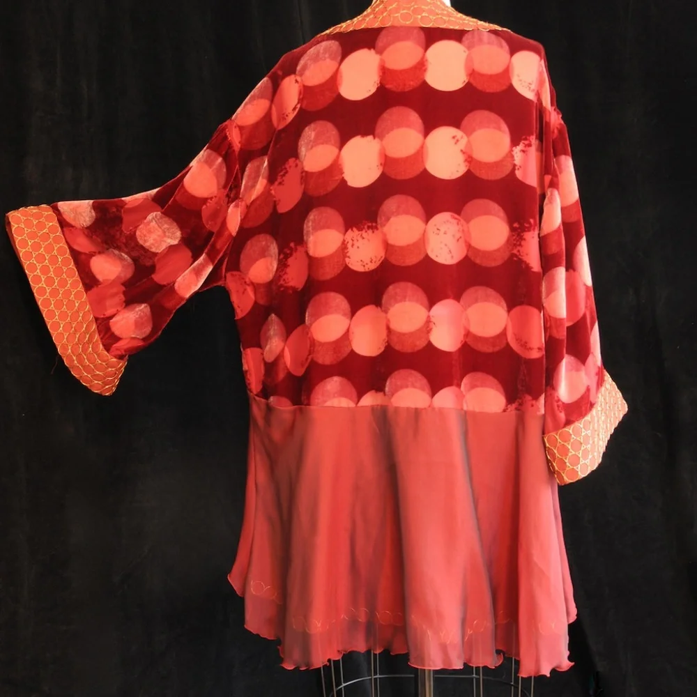 Fletcher Artworks, LLC Rust Silk Velvet Kimono in Medium - Picture 2 of 8